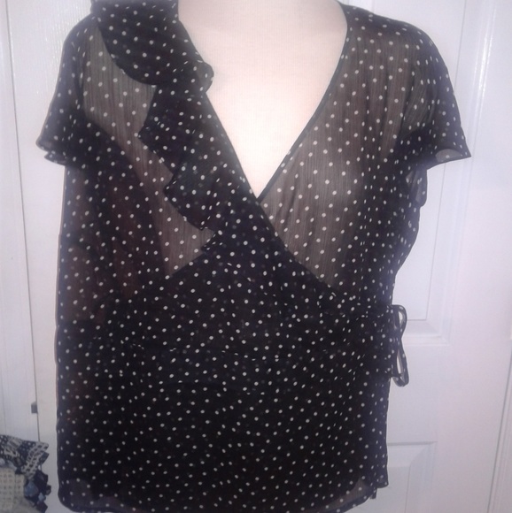 Lane Bryant Tops - Sheer Black & White Polk for wrap blouse